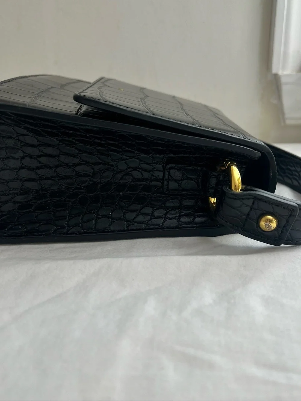 JW PEI Black Croc Top-Handle Satchel